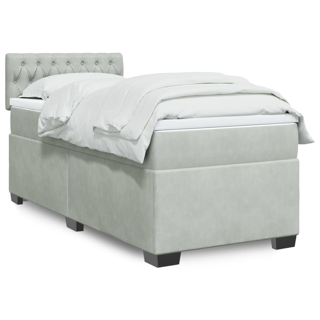 vidaXL Boxspring met matras fluweel donkergrijs 200x200 cm