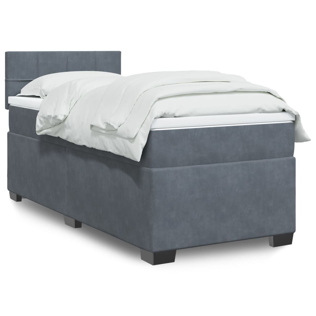 vidaXL Boxspring met matras fluweel donkergrijs 200x200 cm