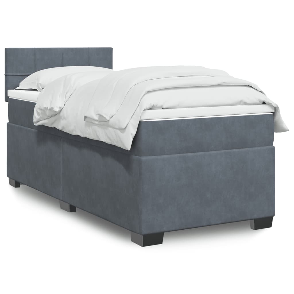 vidaXL Boxspring met matras fluweel donkergrijs 200x200 cm