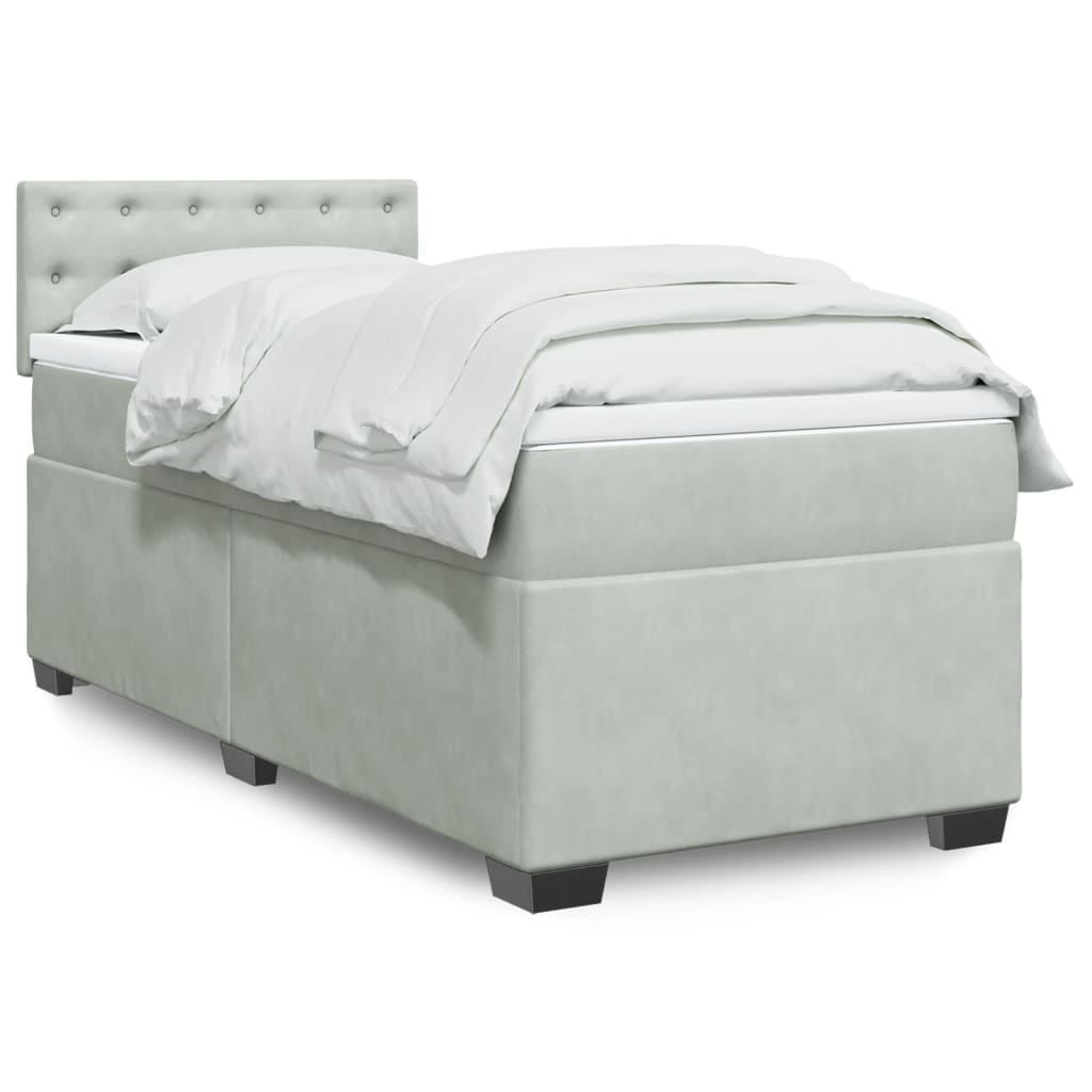 vidaXL Boxspring met matras fluweel donkergrijs 200x200 cm
