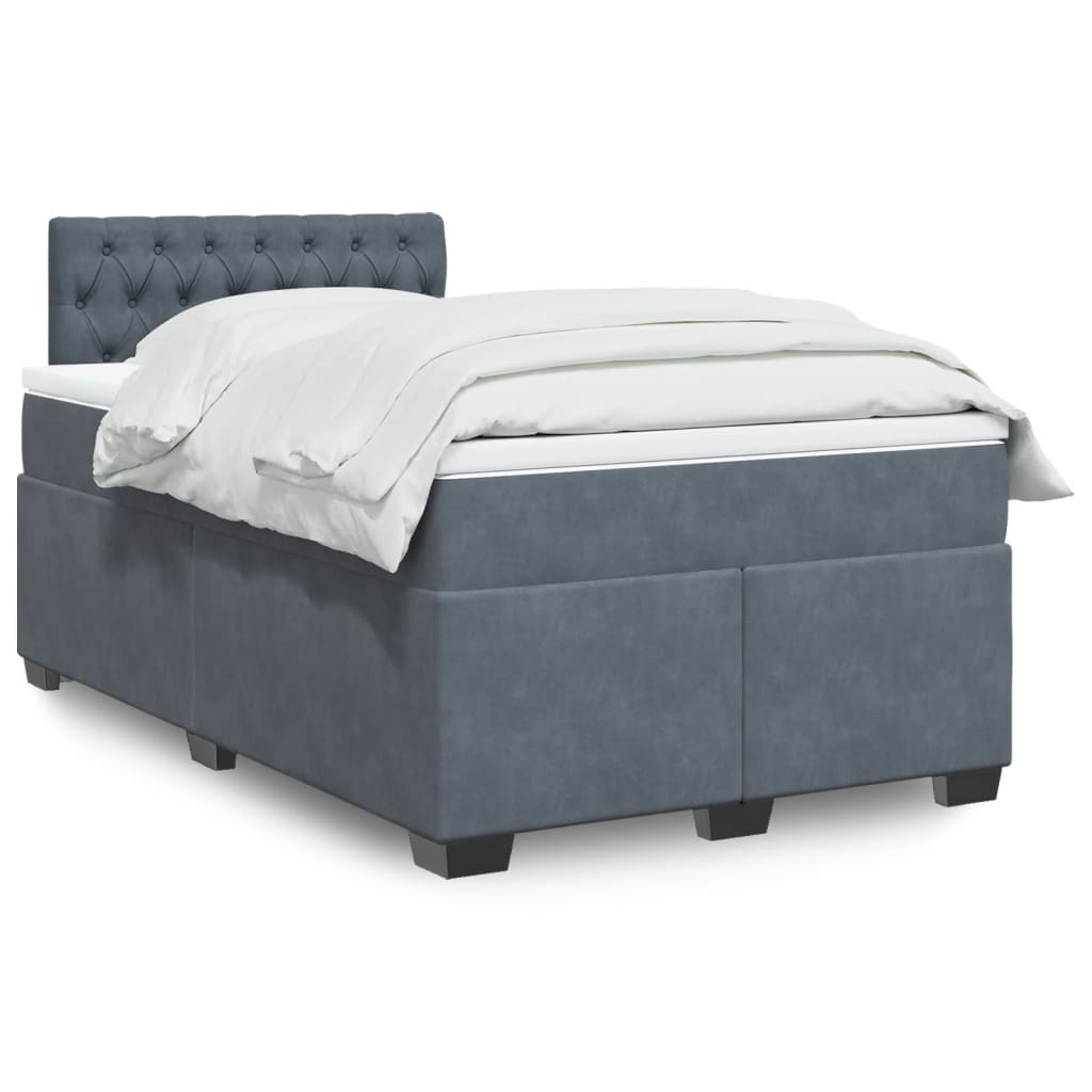 vidaXL Boxspring met matras fluweel donkergrijs 200x200 cm