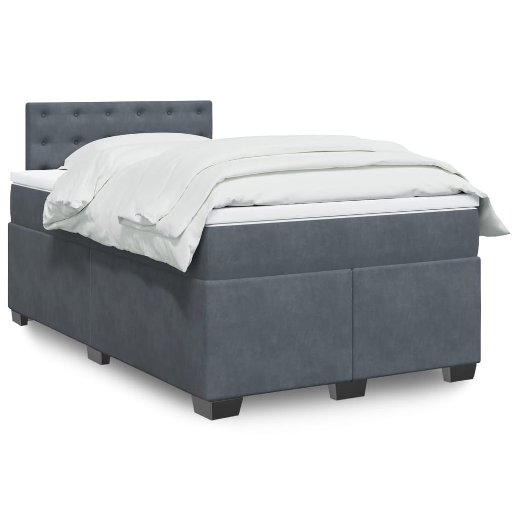 vidaXL Boxspring met matras fluweel donkergrijs 200x200 cm