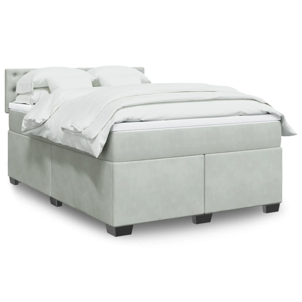 vidaXL Boxspring met matras fluweel donkergrijs 200x200 cm