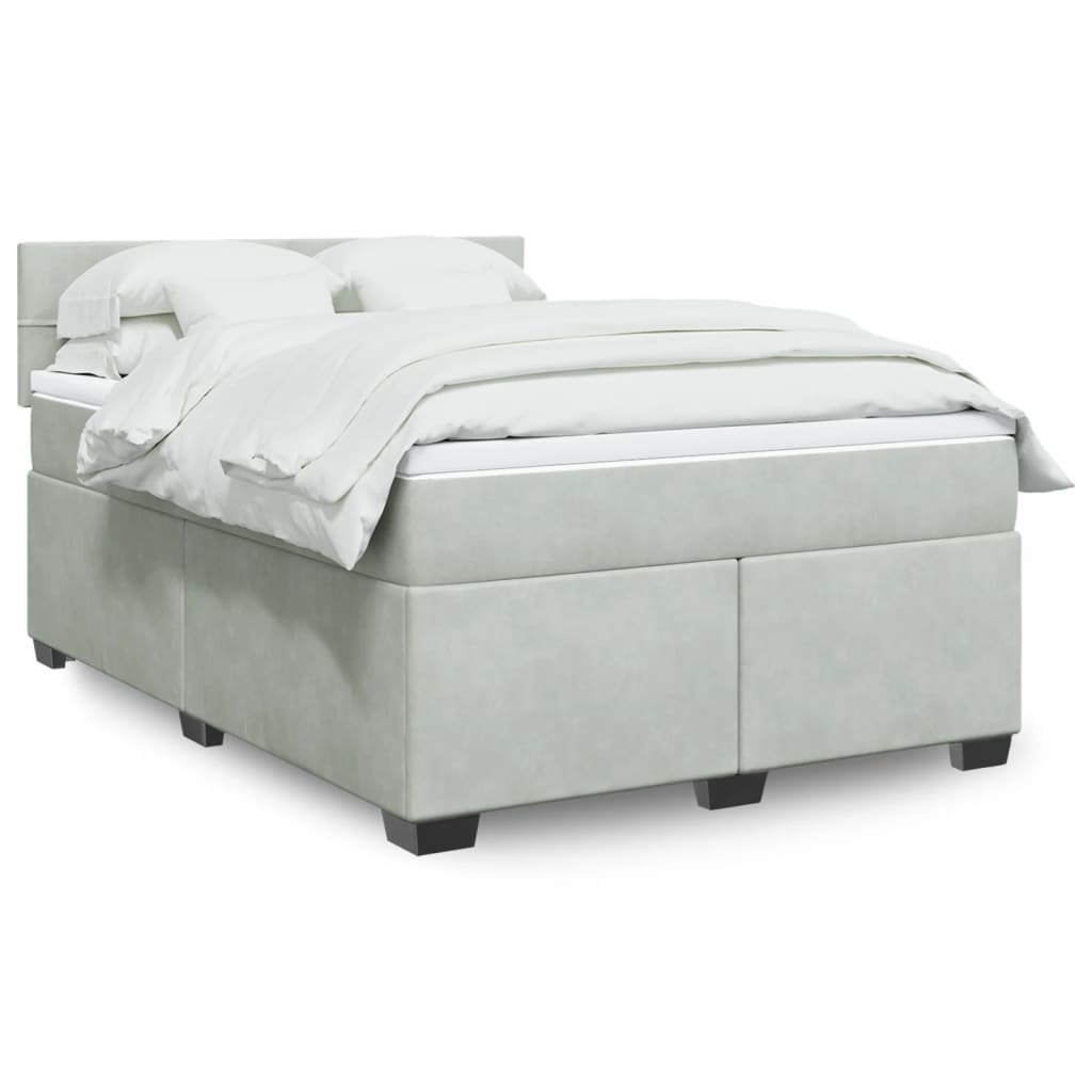 vidaXL Boxspring met matras fluweel donkergrijs 200x200 cm