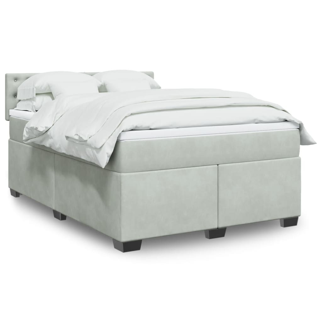 vidaXL Boxspring met matras fluweel donkergrijs 200x200 cm