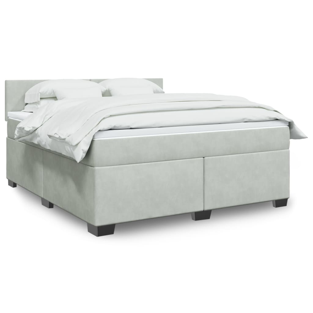 vidaXL Boxspring met matras fluweel donkergrijs 200x200 cm