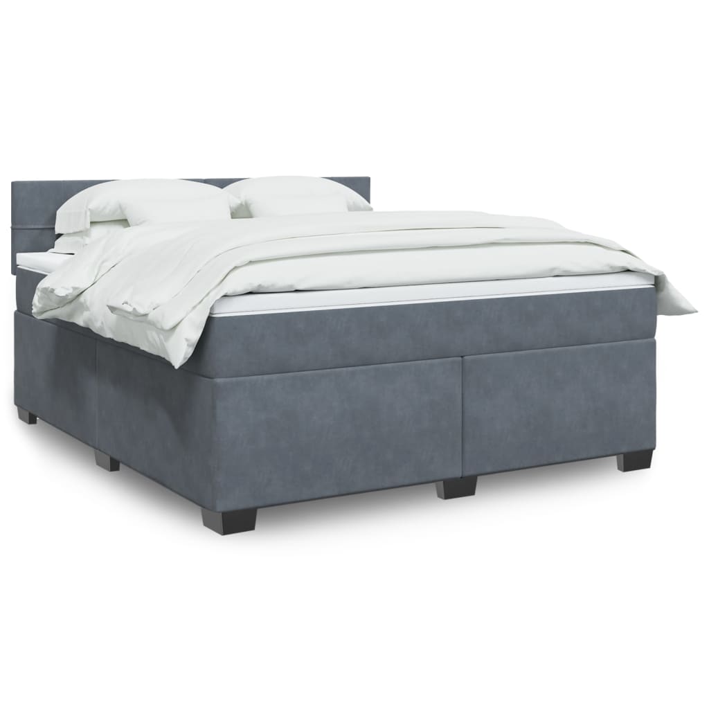 vidaXL Boxspring met matras fluweel donkergrijs 200x200 cm