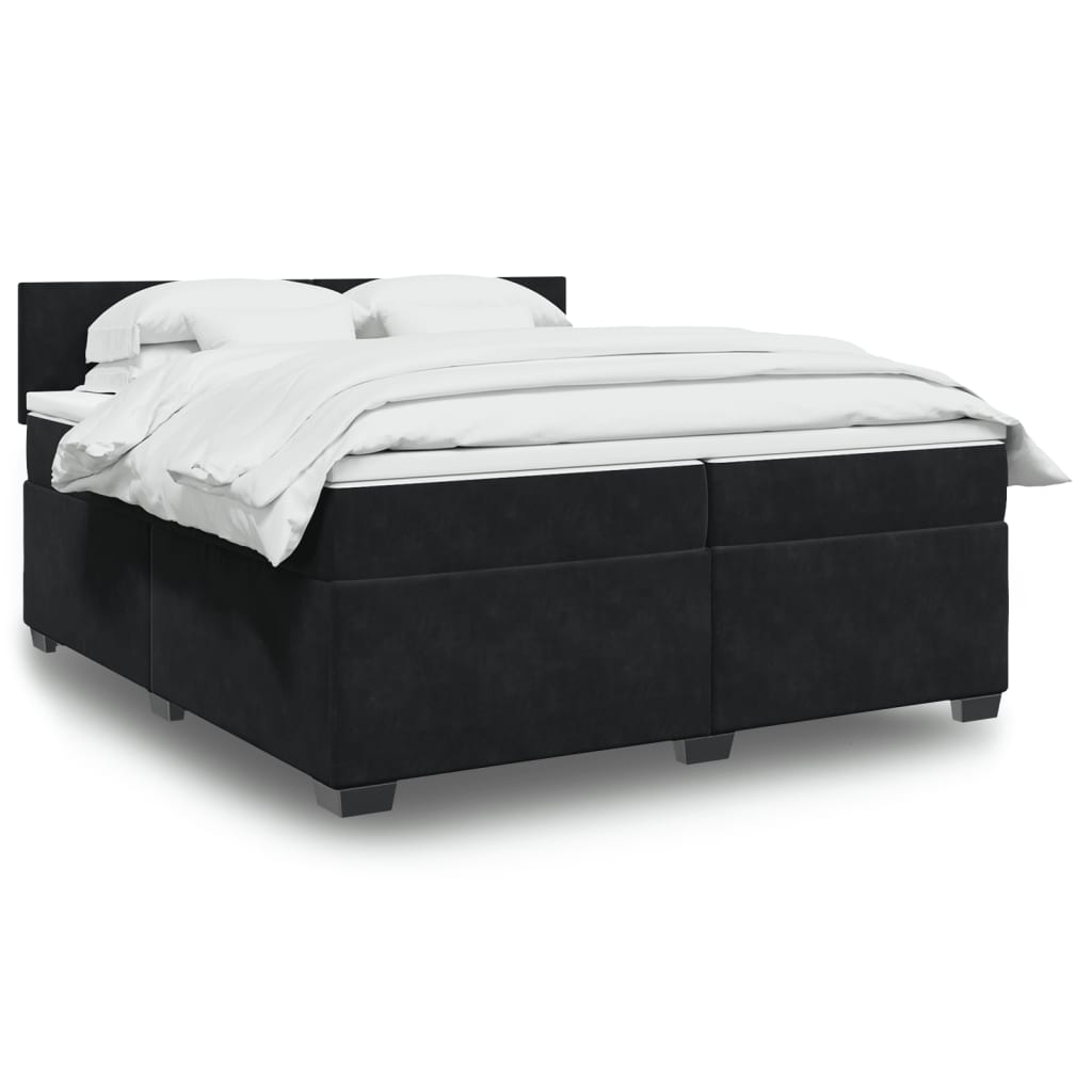 vidaXL Boxspring met matras fluweel donkergrijs 200x200 cm
