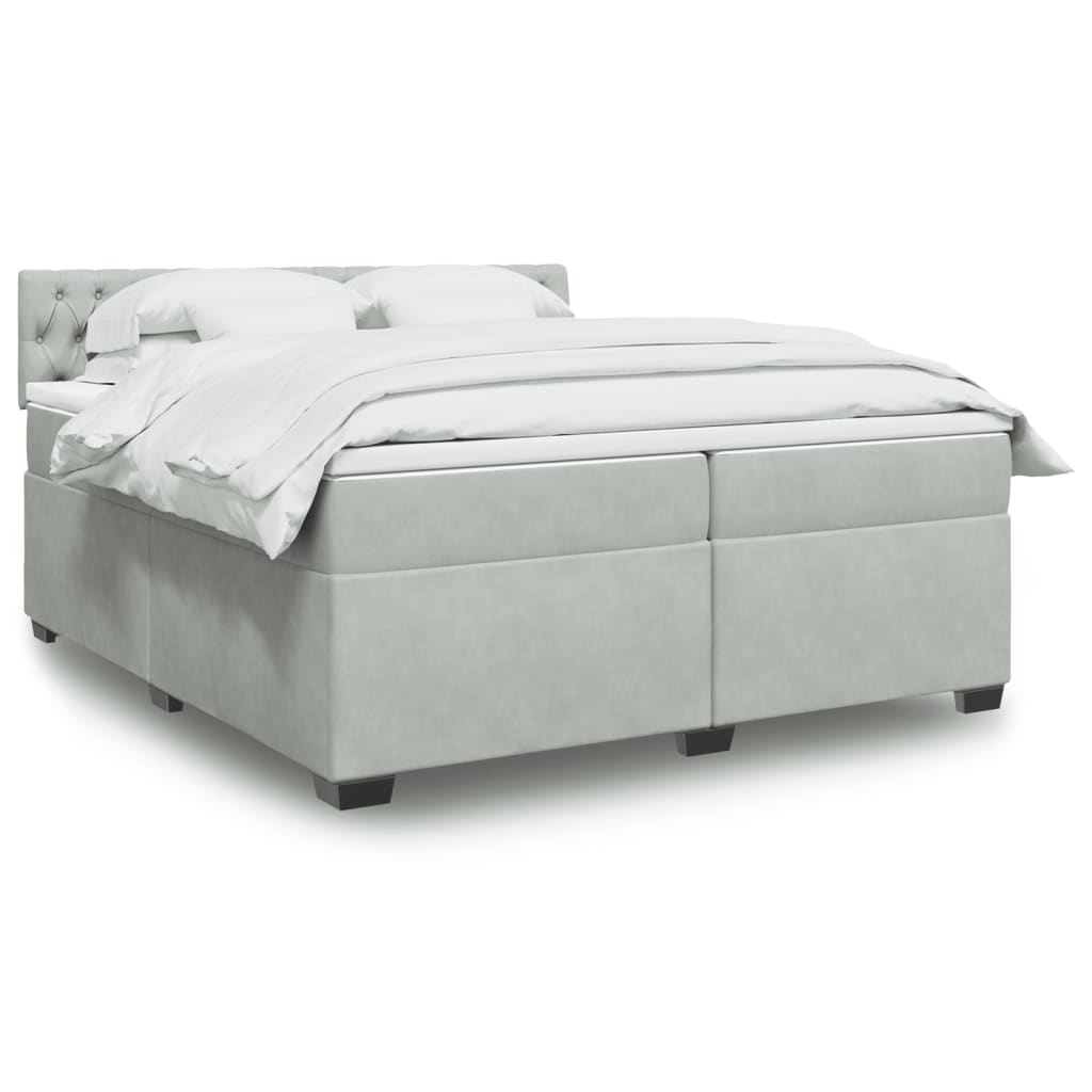 vidaXL Boxspring met matras fluweel donkergrijs 200x200 cm