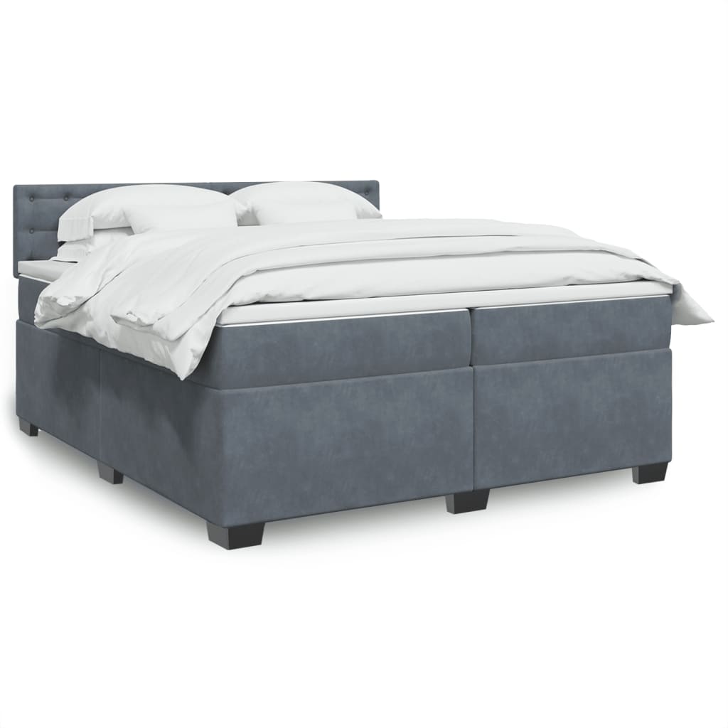 vidaXL Boxspring met matras fluweel donkergrijs 200x200 cm