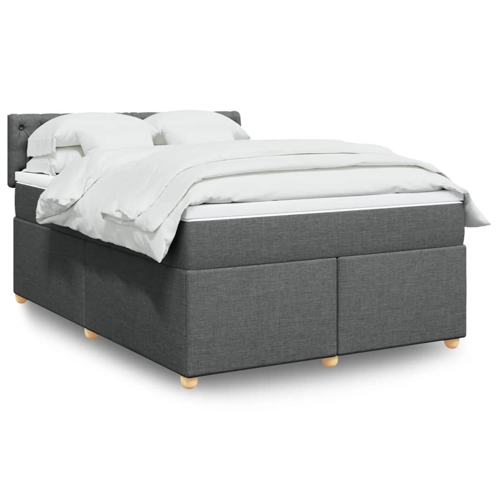 vidaXL Boxspring met matras stof donkergrijs 90x190 cm