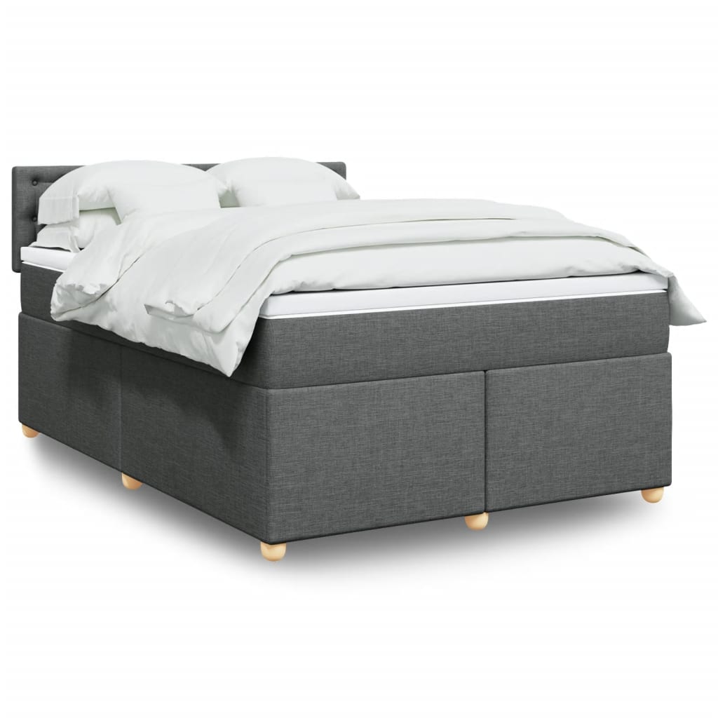 vidaXL Boxspring met matras stof donkergrijs 90x190 cm