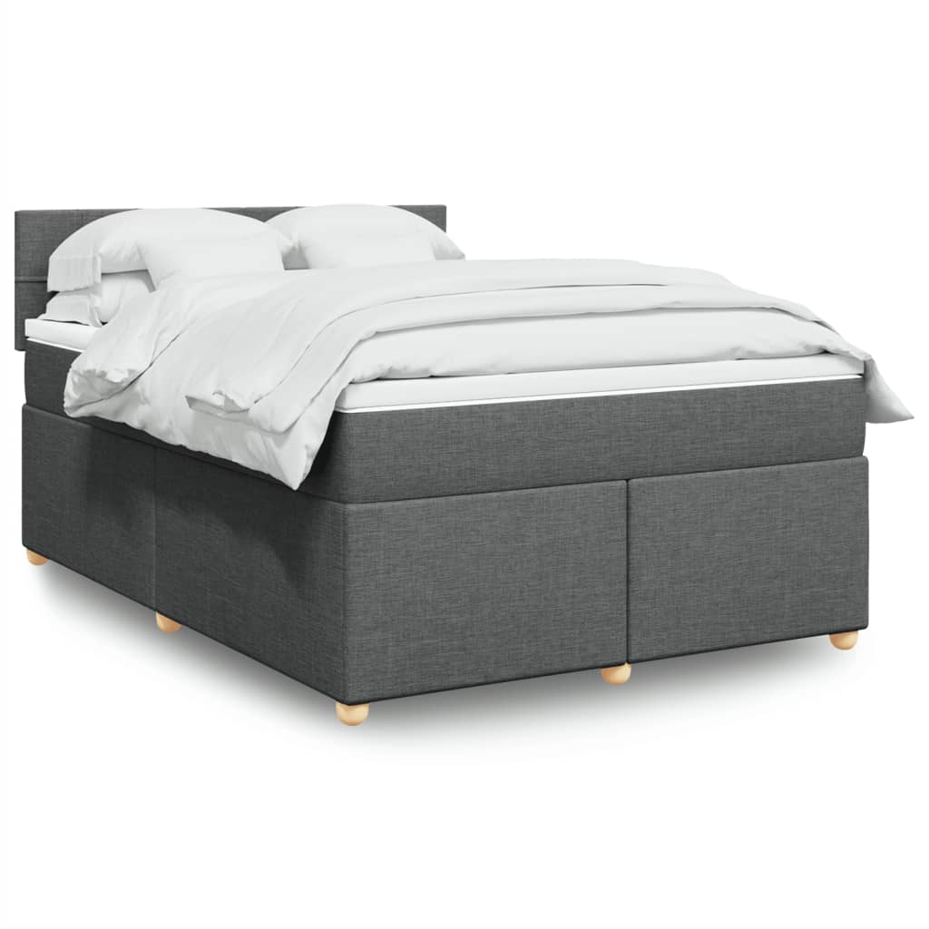 vidaXL Boxspring met matras stof donkergrijs 90x190 cm