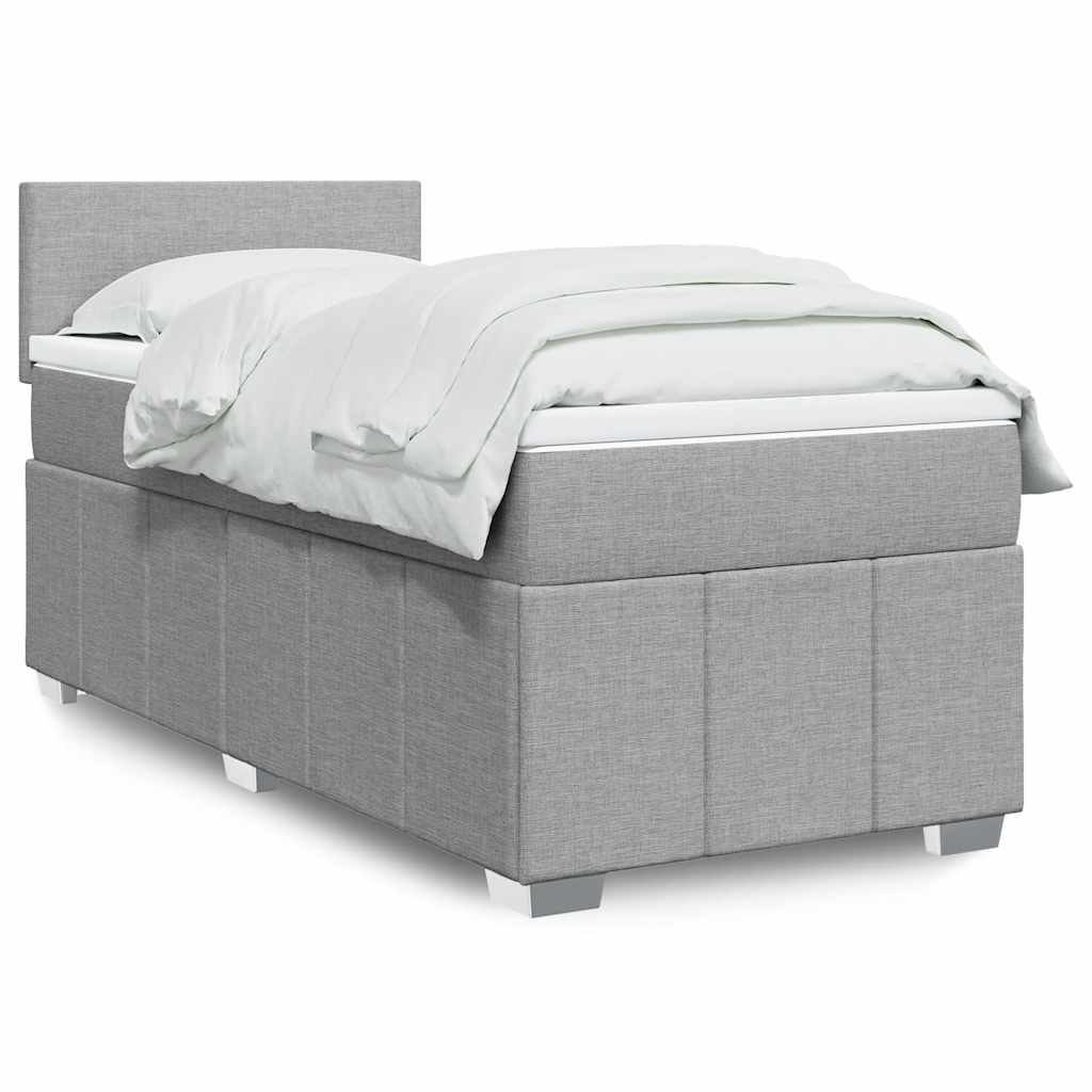 vidaXL Boxspring met matras stof lichtgrijs 180x200 cm