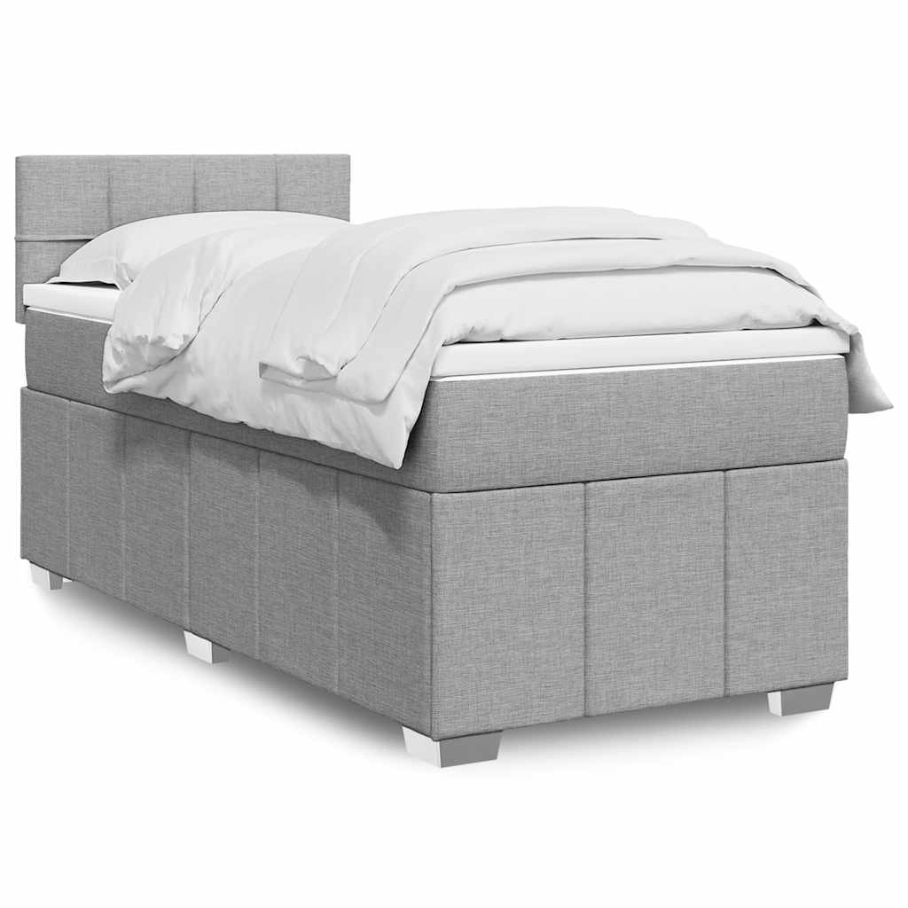 vidaXL Boxspring met matras stof lichtgrijs 180x200 cm