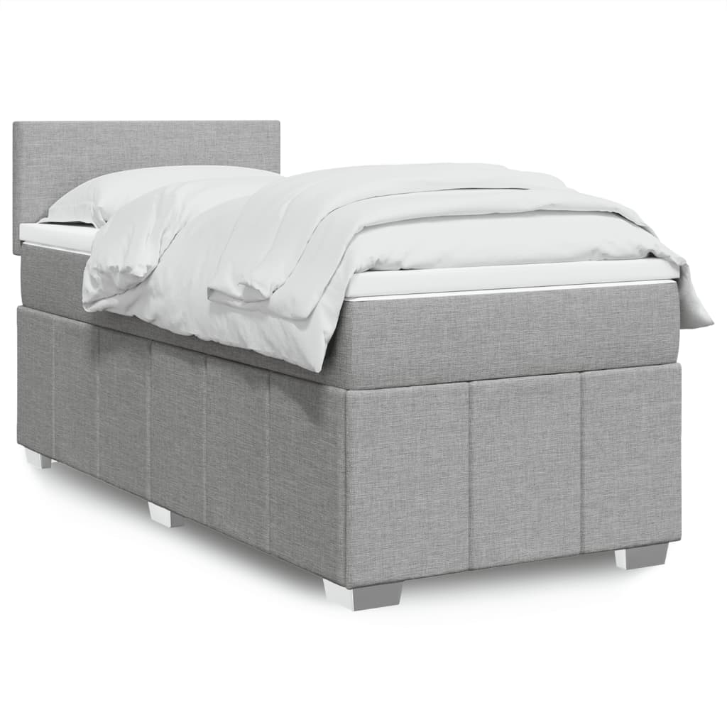 vidaXL Boxspring met matras stof lichtgrijs 180x200 cm