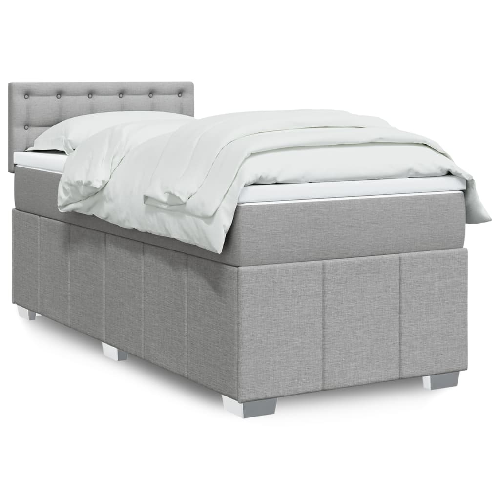 vidaXL Boxspring met matras stof lichtgrijs 180x200 cm