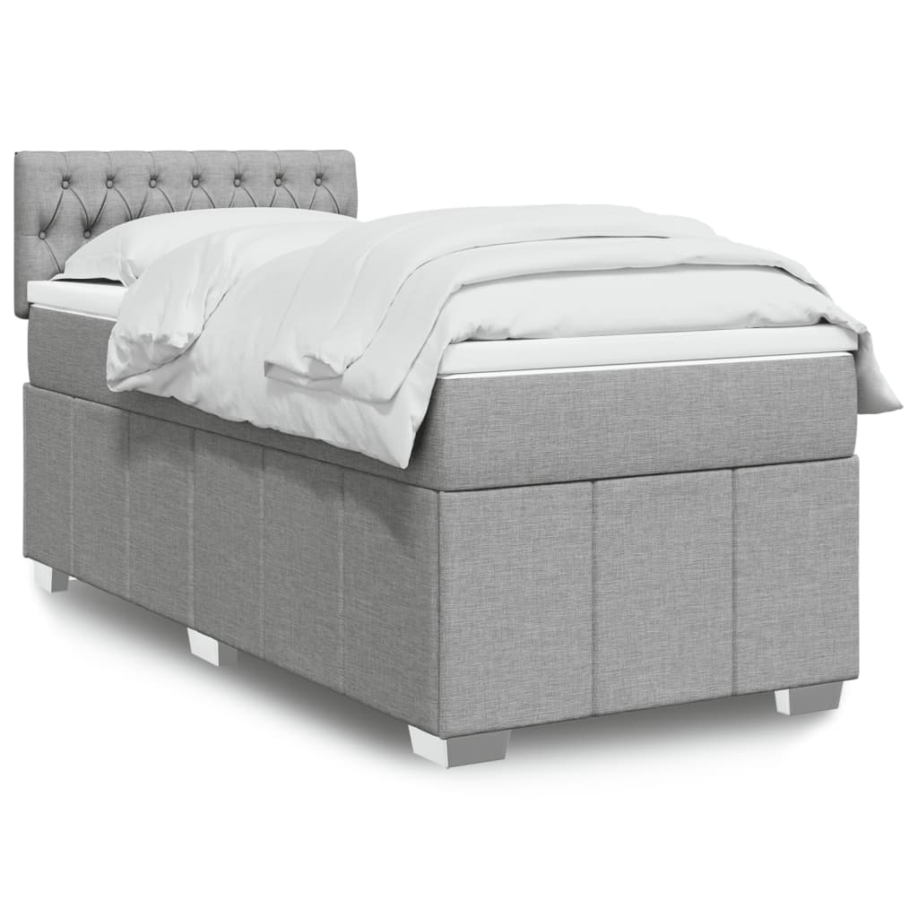 vidaXL Boxspring met matras stof lichtgrijs 180x200 cm