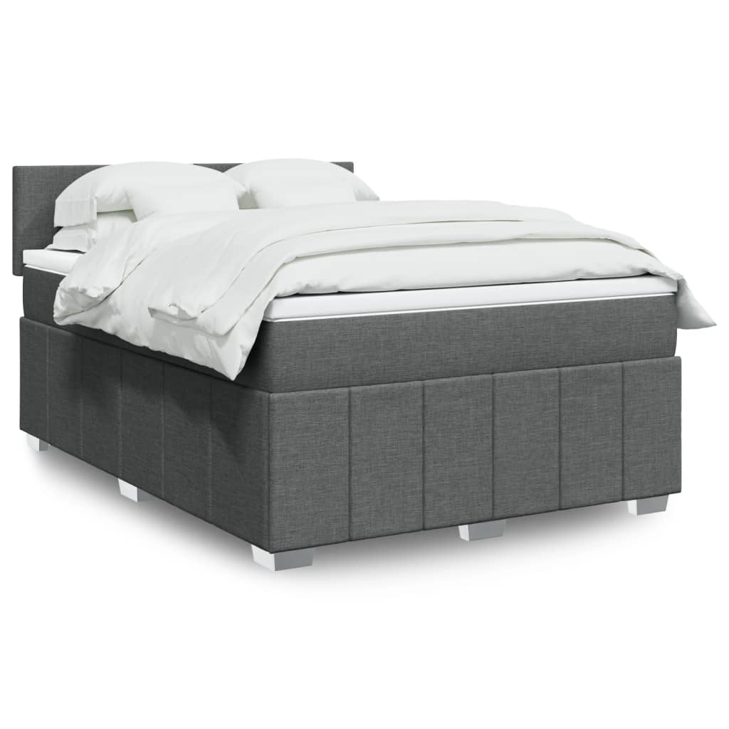vidaXL Boxspring met matras stof lichtgrijs 180x200 cm