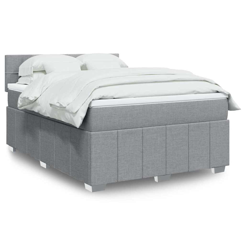 vidaXL Boxspring met matras stof lichtgrijs 180x200 cm