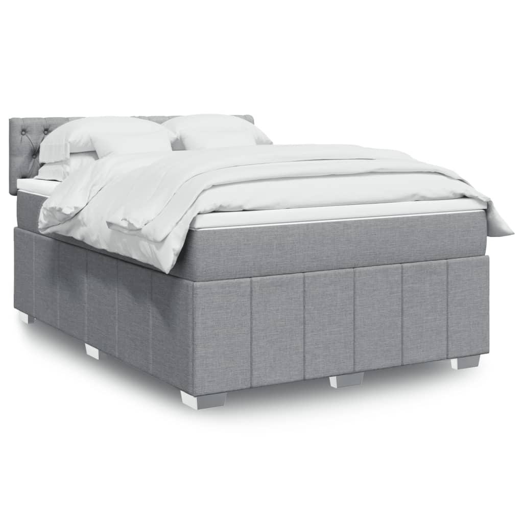 vidaXL Boxspring met matras stof lichtgrijs 180x200 cm