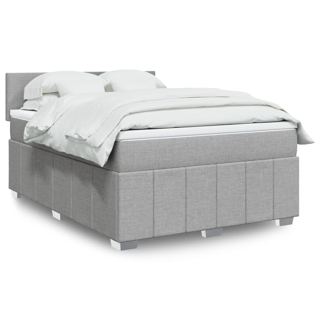 vidaXL Boxspring met matras stof lichtgrijs 180x200 cm