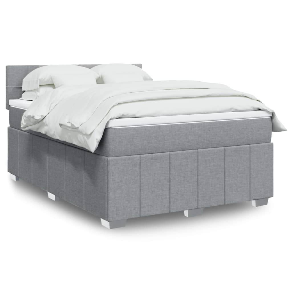 vidaXL Boxspring met matras stof lichtgrijs 180x200 cm