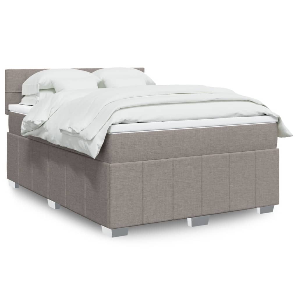 vidaXL Boxspring met matras stof lichtgrijs 180x200 cm
