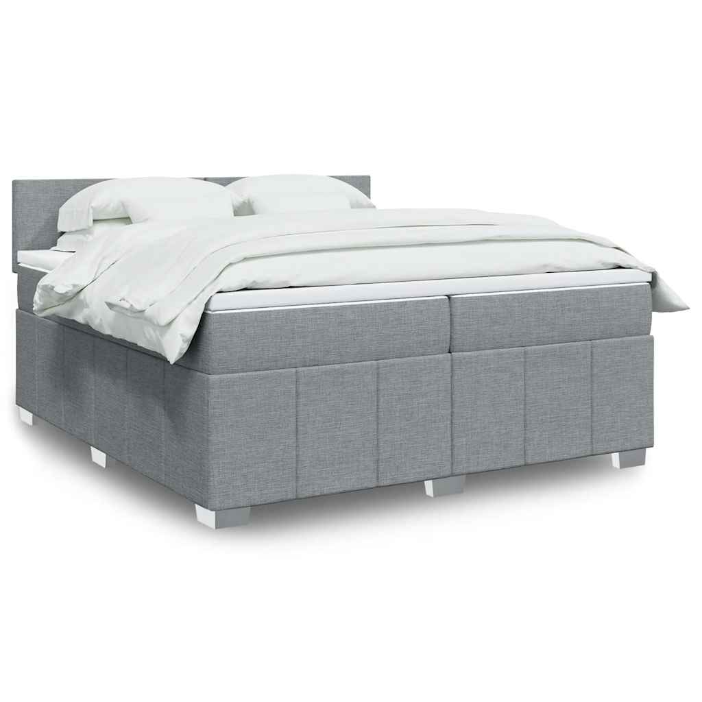 vidaXL Boxspring met matras stof lichtgrijs 180x200 cm