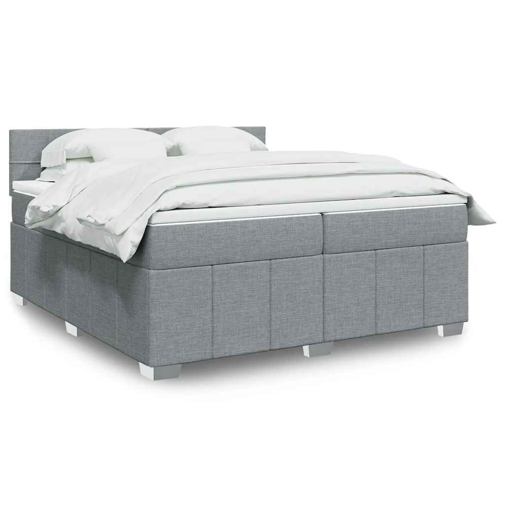 vidaXL Boxspring met matras stof lichtgrijs 180x200 cm