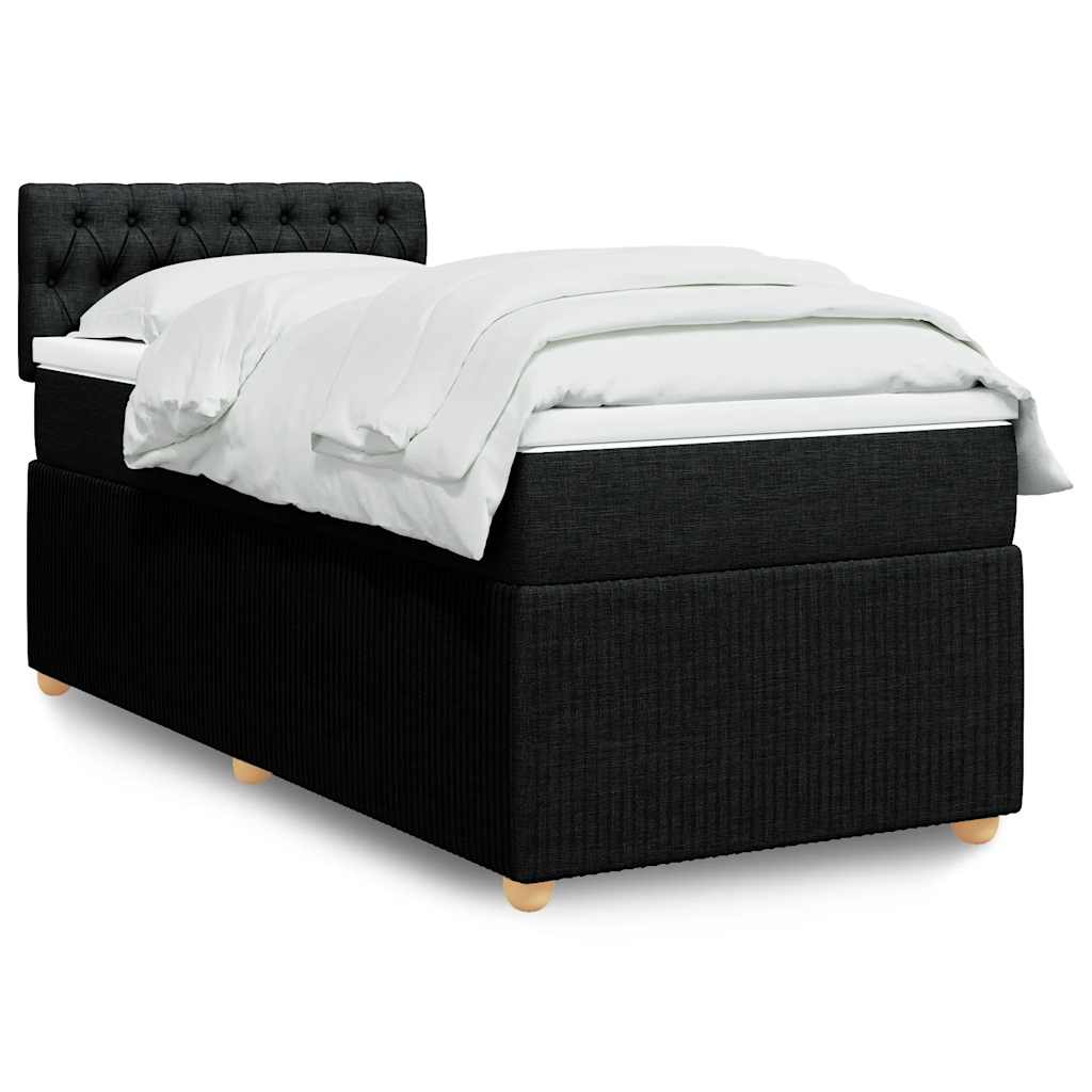 vidaXL Boxspring met matras stof blauw 90x190 cm