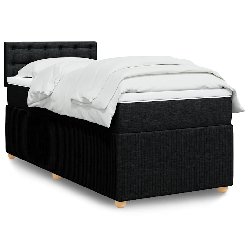 vidaXL Boxspring met matras stof blauw 90x190 cm