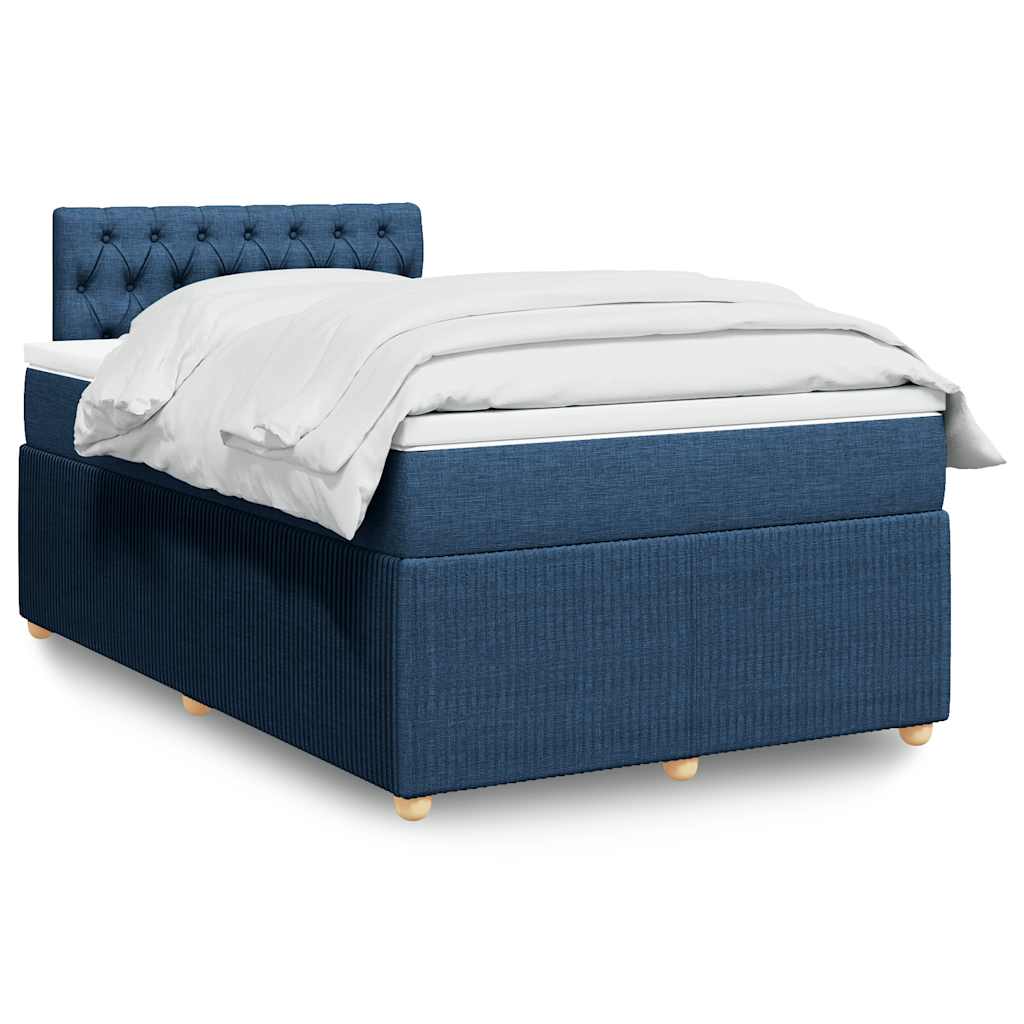 vidaXL Boxspring met matras stof blauw 90x190 cm