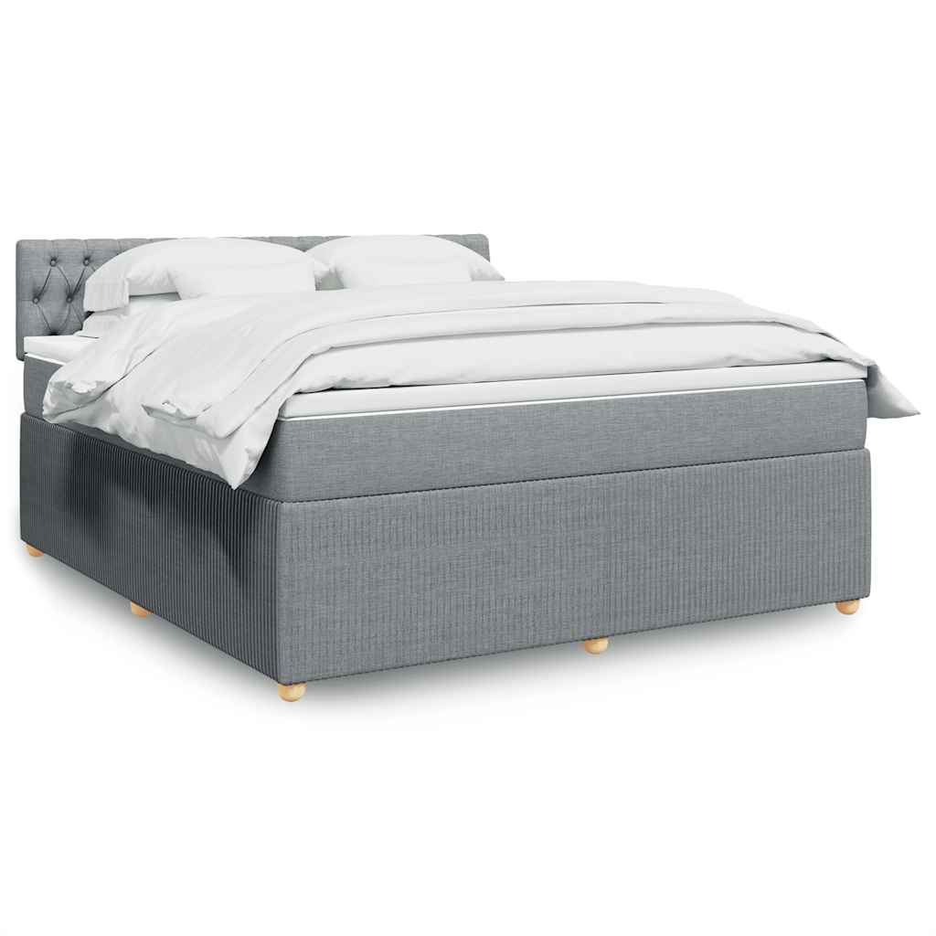 vidaXL Boxspring met matras stof blauw 90x190 cm