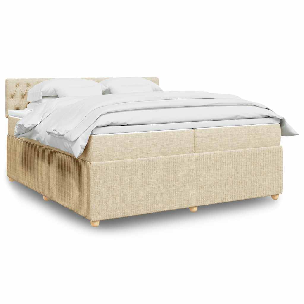 vidaXL Boxspring met matras stof blauw 90x190 cm