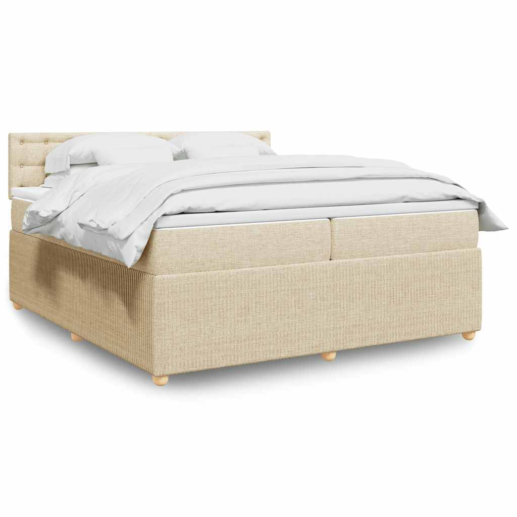 vidaXL Boxspring met matras stof blauw 90x190 cm