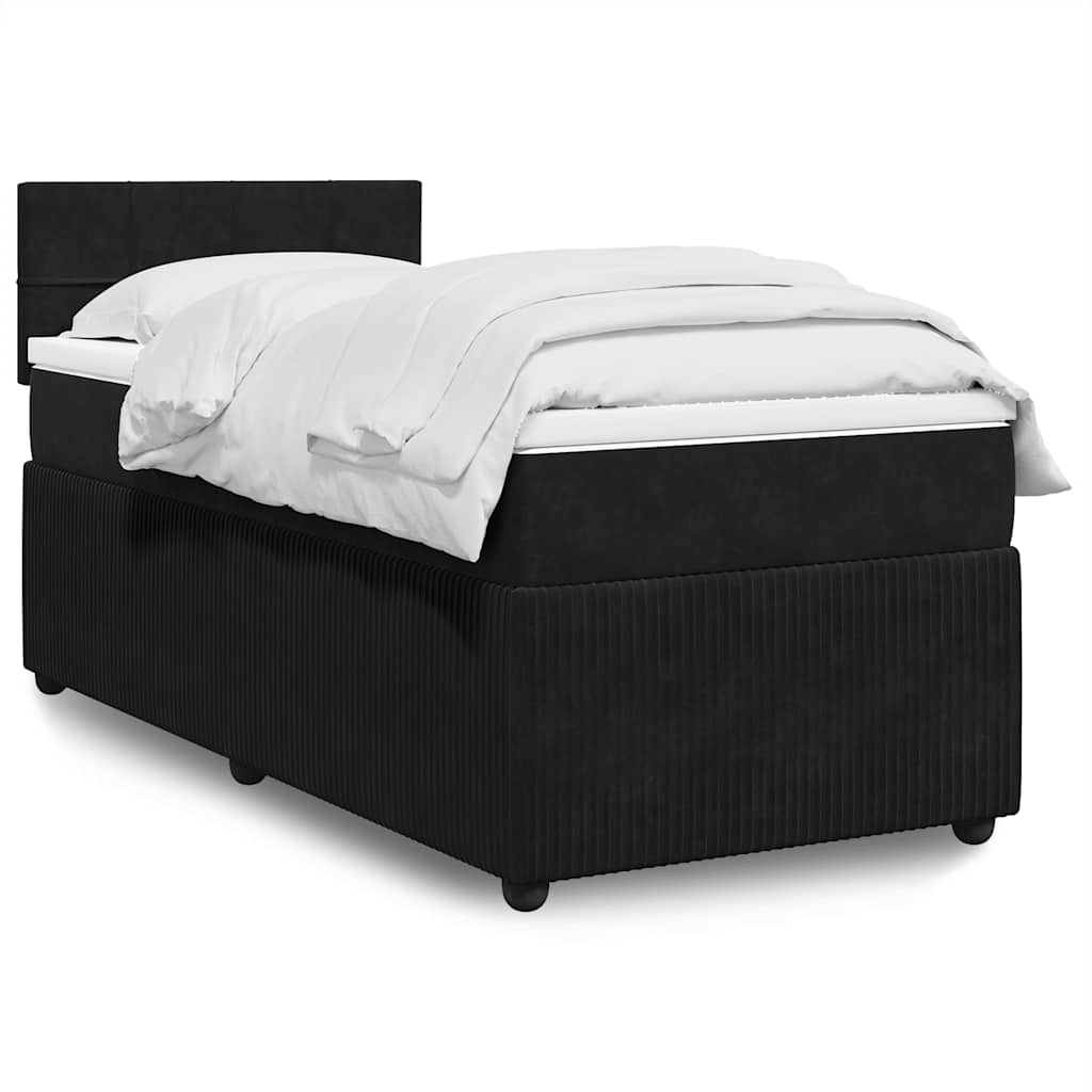 vidaXL Boxspring met matras fluweel zwart 80x200 cm