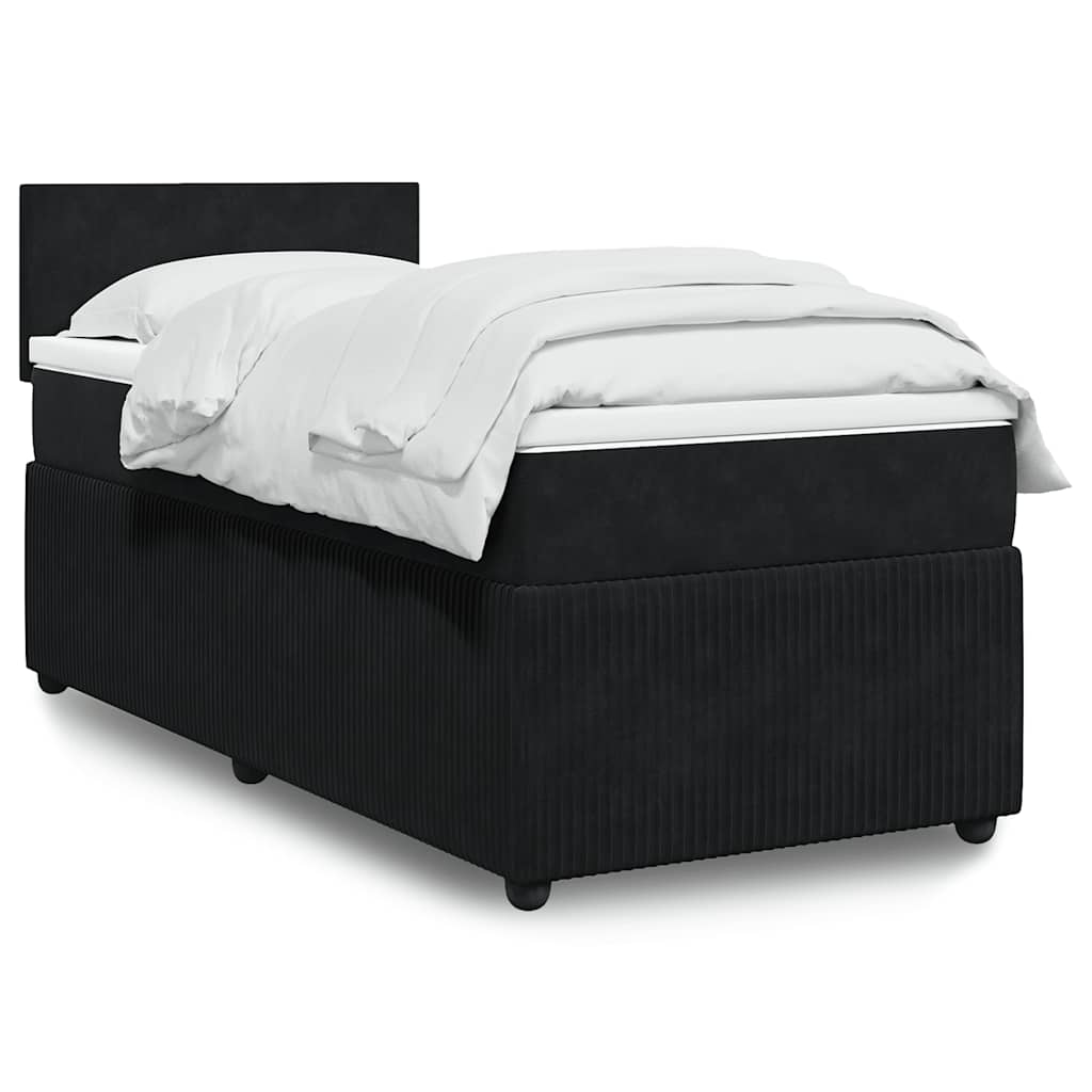 vidaXL Boxspring met matras fluweel zwart 80x200 cm