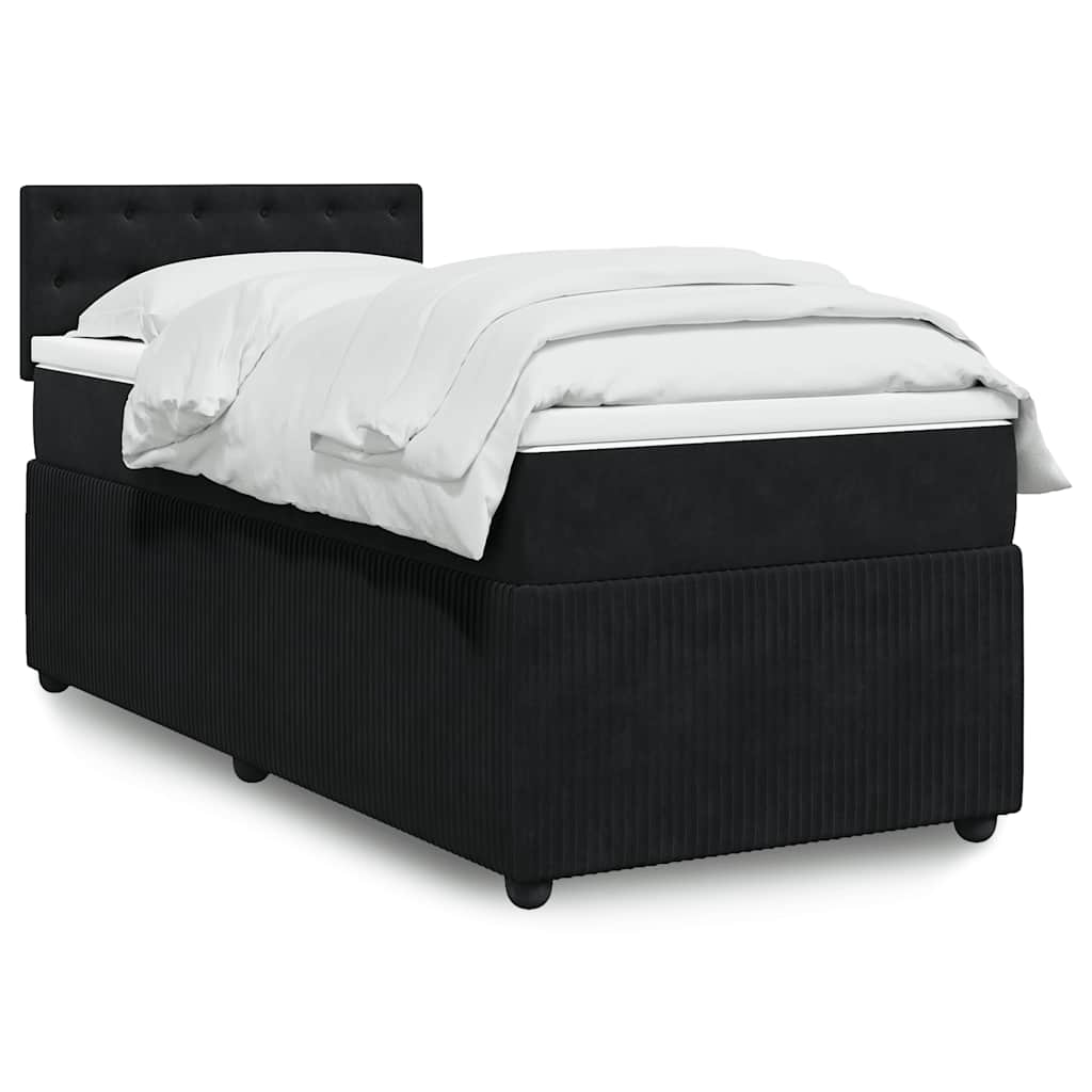 vidaXL Boxspring met matras fluweel zwart 80x200 cm