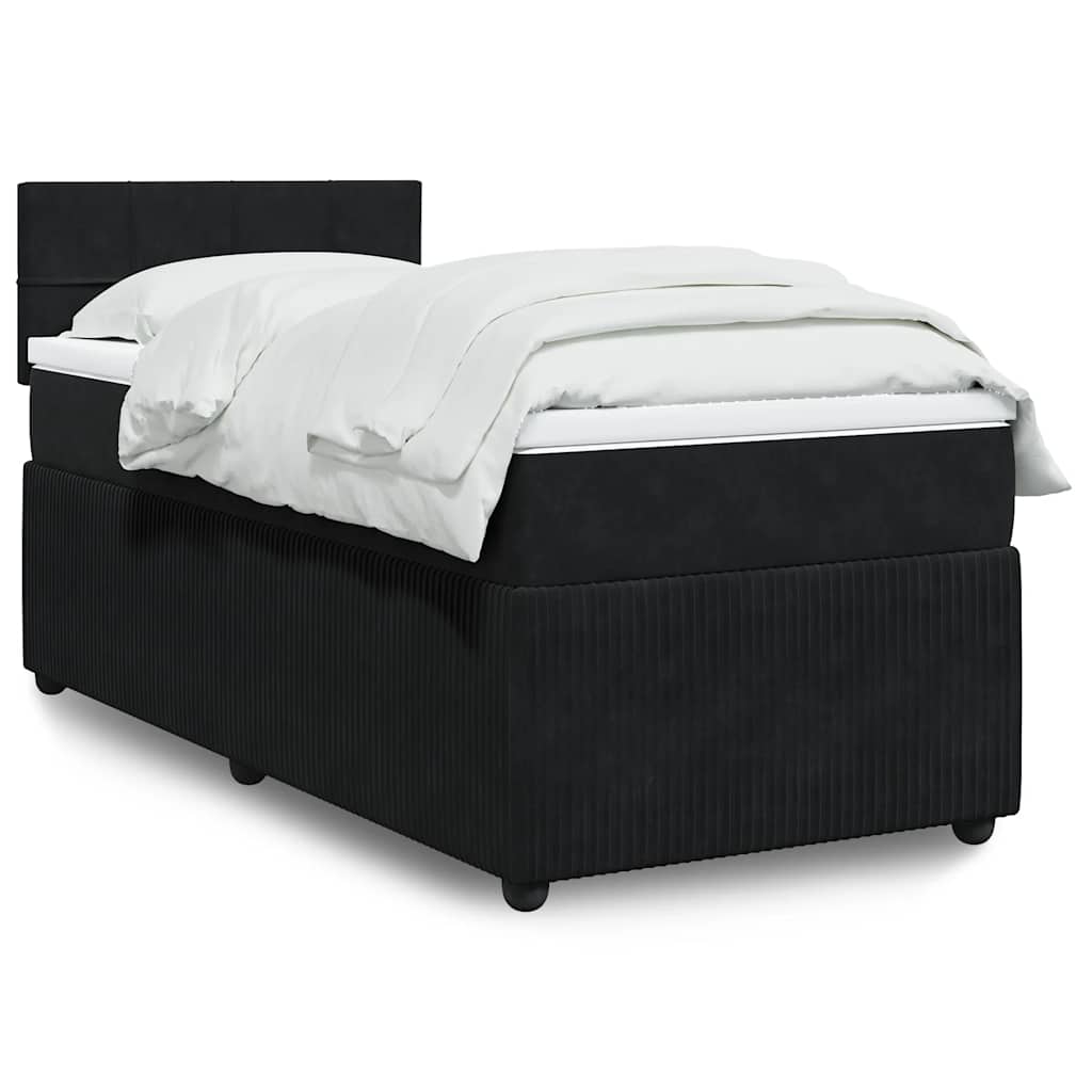 vidaXL Boxspring met matras fluweel zwart 80x200 cm