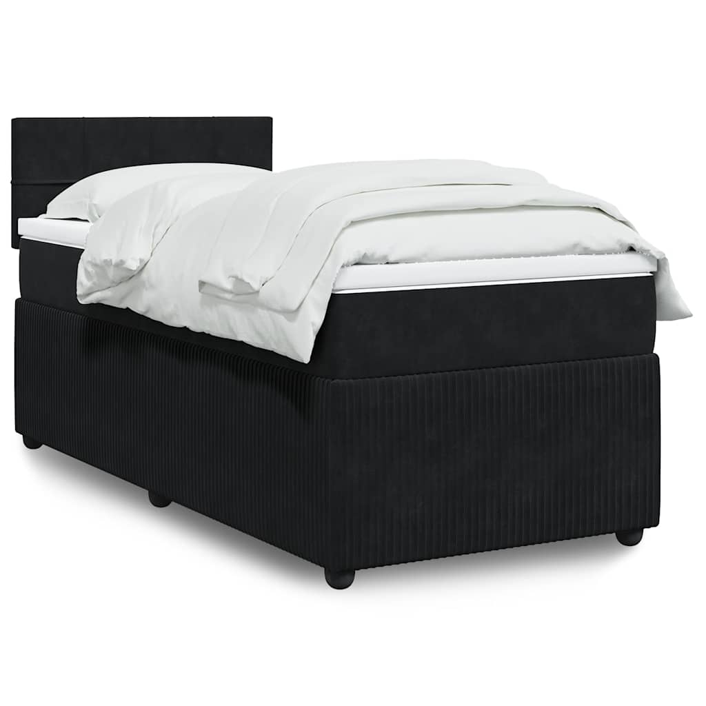 vidaXL Boxspring met matras fluweel zwart 80x200 cm