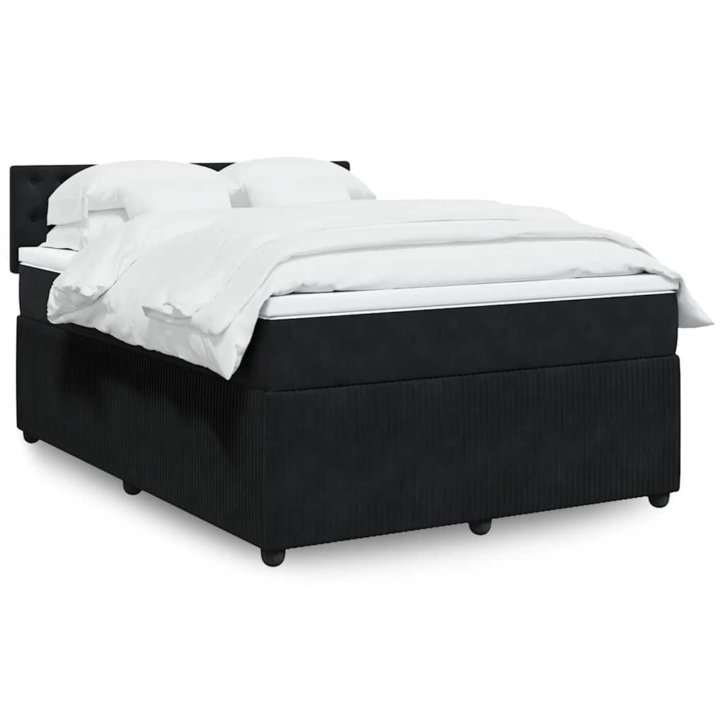 vidaXL Boxspring met matras fluweel zwart 80x200 cm
