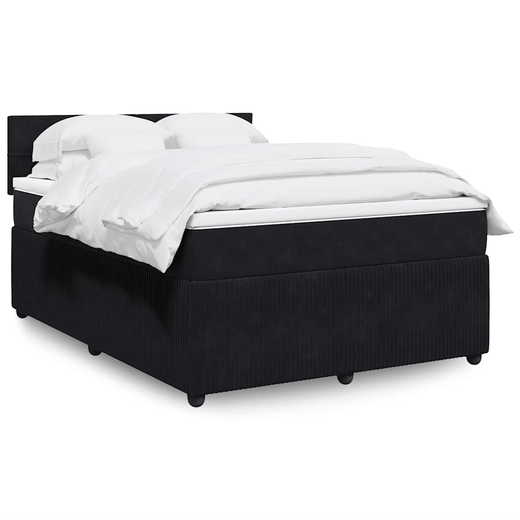 vidaXL Boxspring met matras fluweel zwart 80x200 cm