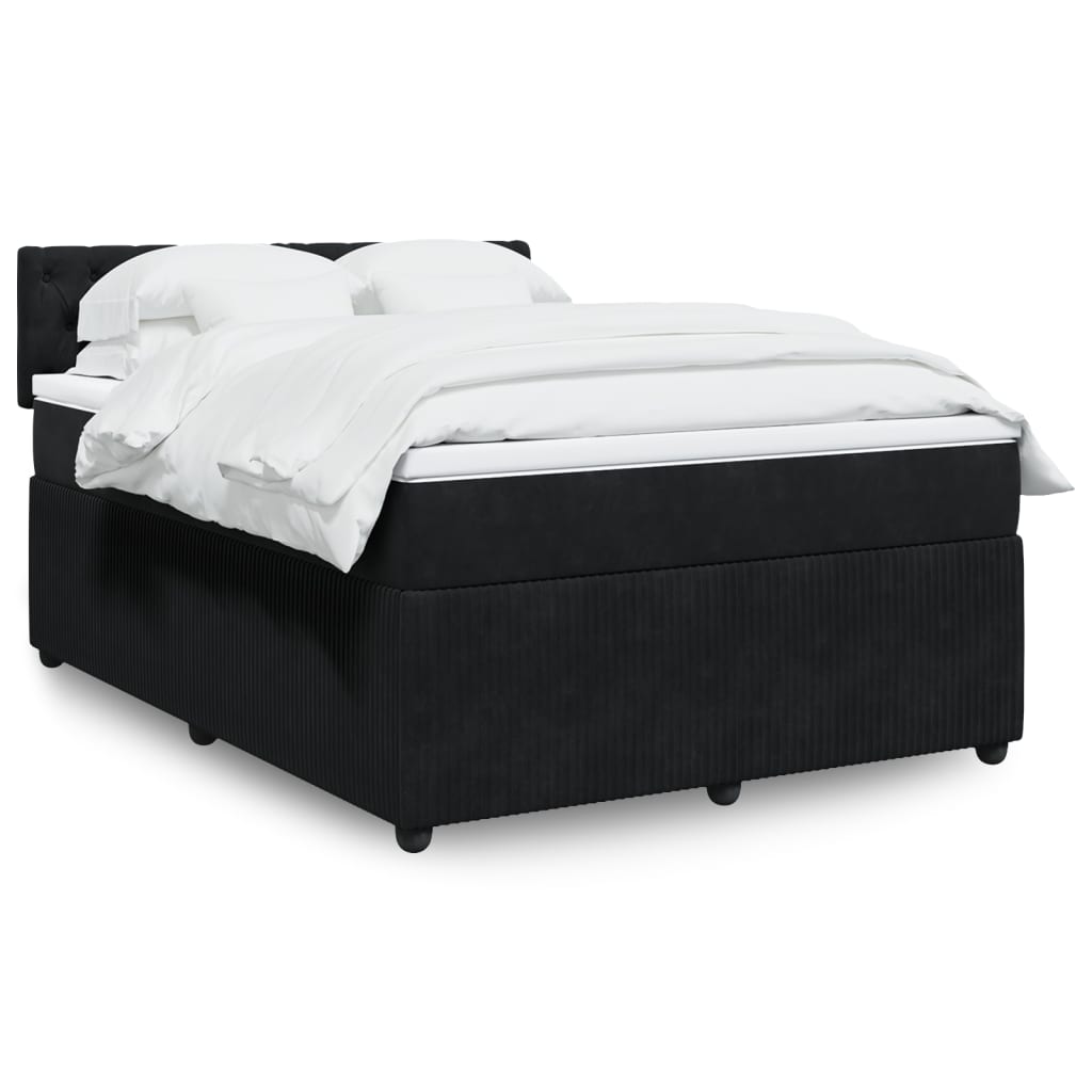 vidaXL Boxspring met matras fluweel zwart 80x200 cm