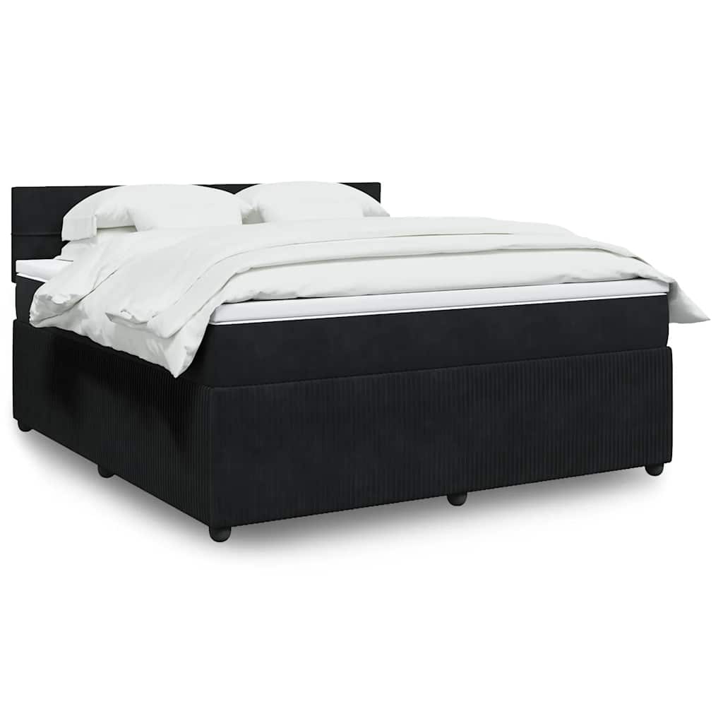 vidaXL Boxspring met matras fluweel zwart 80x200 cm