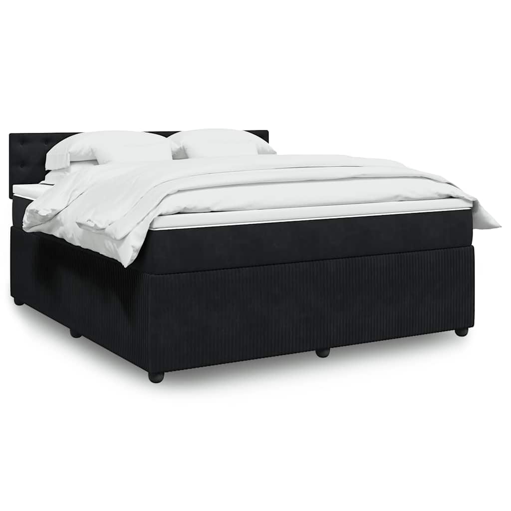vidaXL Boxspring met matras fluweel zwart 80x200 cm