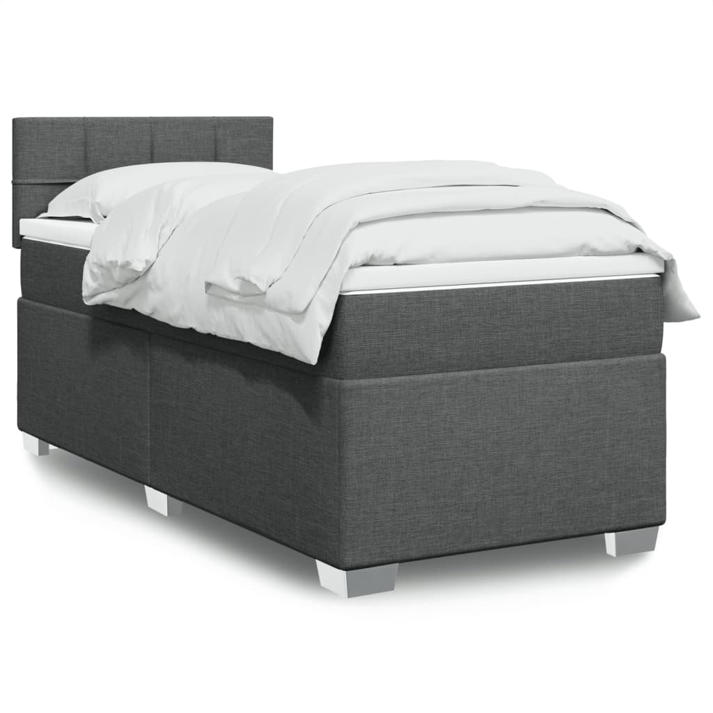 vidaXL Boxspring met matras stof lichtgrijs 90x200 cm
