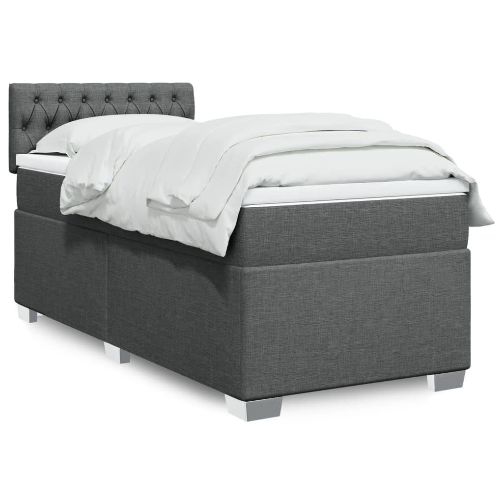 vidaXL Boxspring met matras stof lichtgrijs 90x200 cm