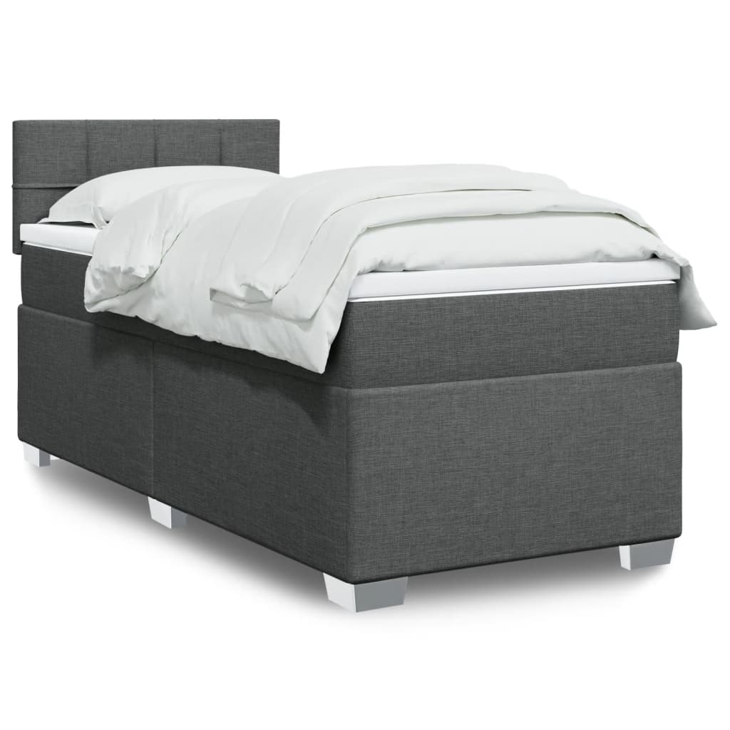 vidaXL Boxspring met matras stof lichtgrijs 90x200 cm
