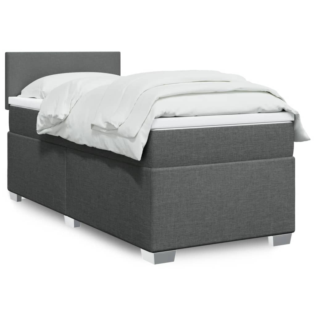 vidaXL Boxspring met matras stof lichtgrijs 90x200 cm